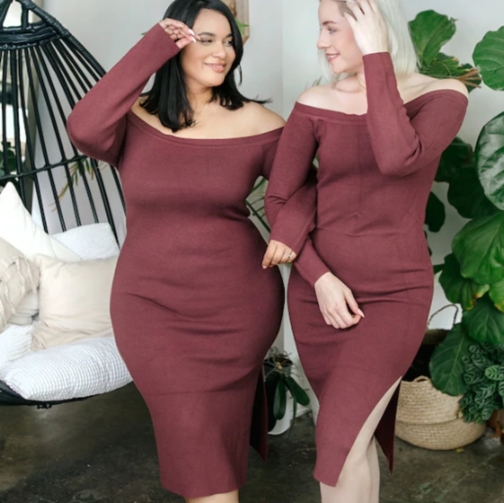 ABERCROMBIE AND FITCH Off-the-shoulder Midi Sweater Dress XXXL
